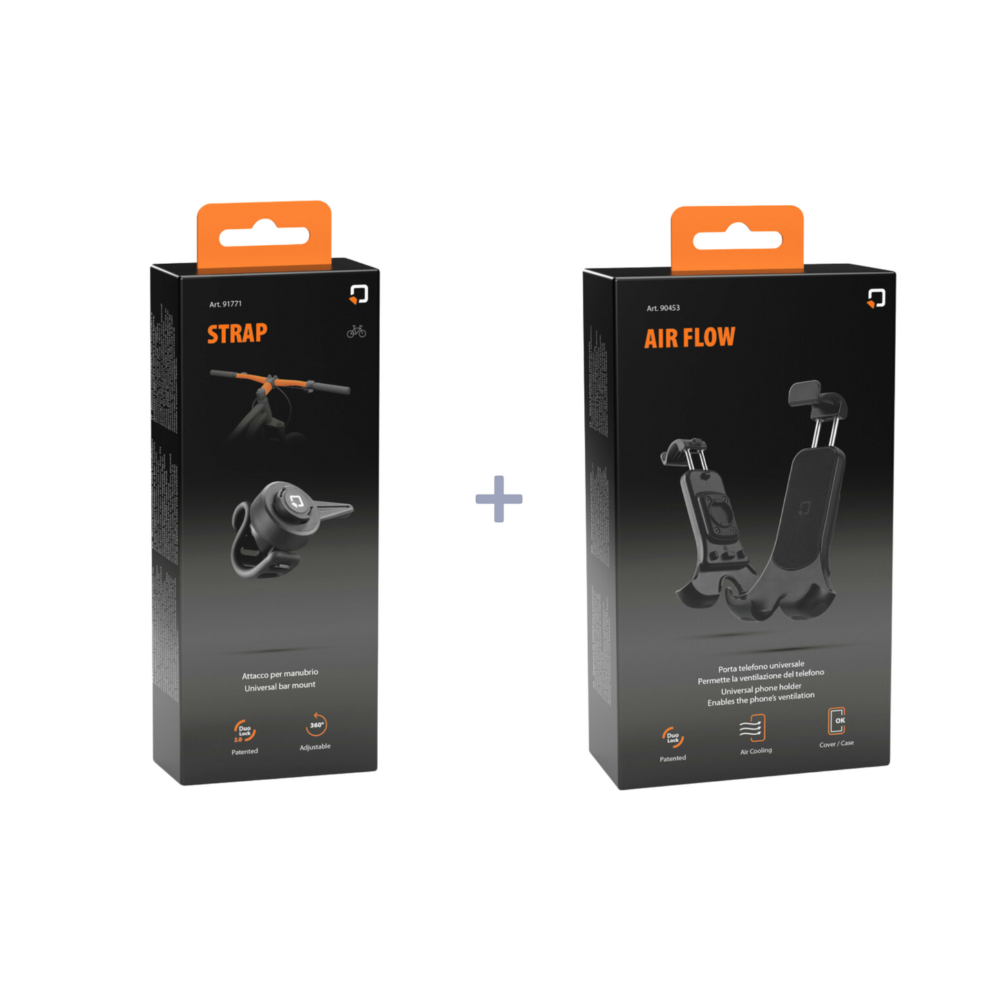 OPTILINE Airflow + Strap - Combideal - Universele Telefoon Houder Set - Zwart
