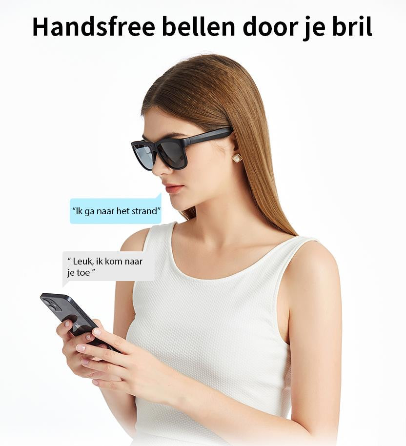 Zonnebril met bluetoothfunctie voor handsfree bellen tijdens het wandelen